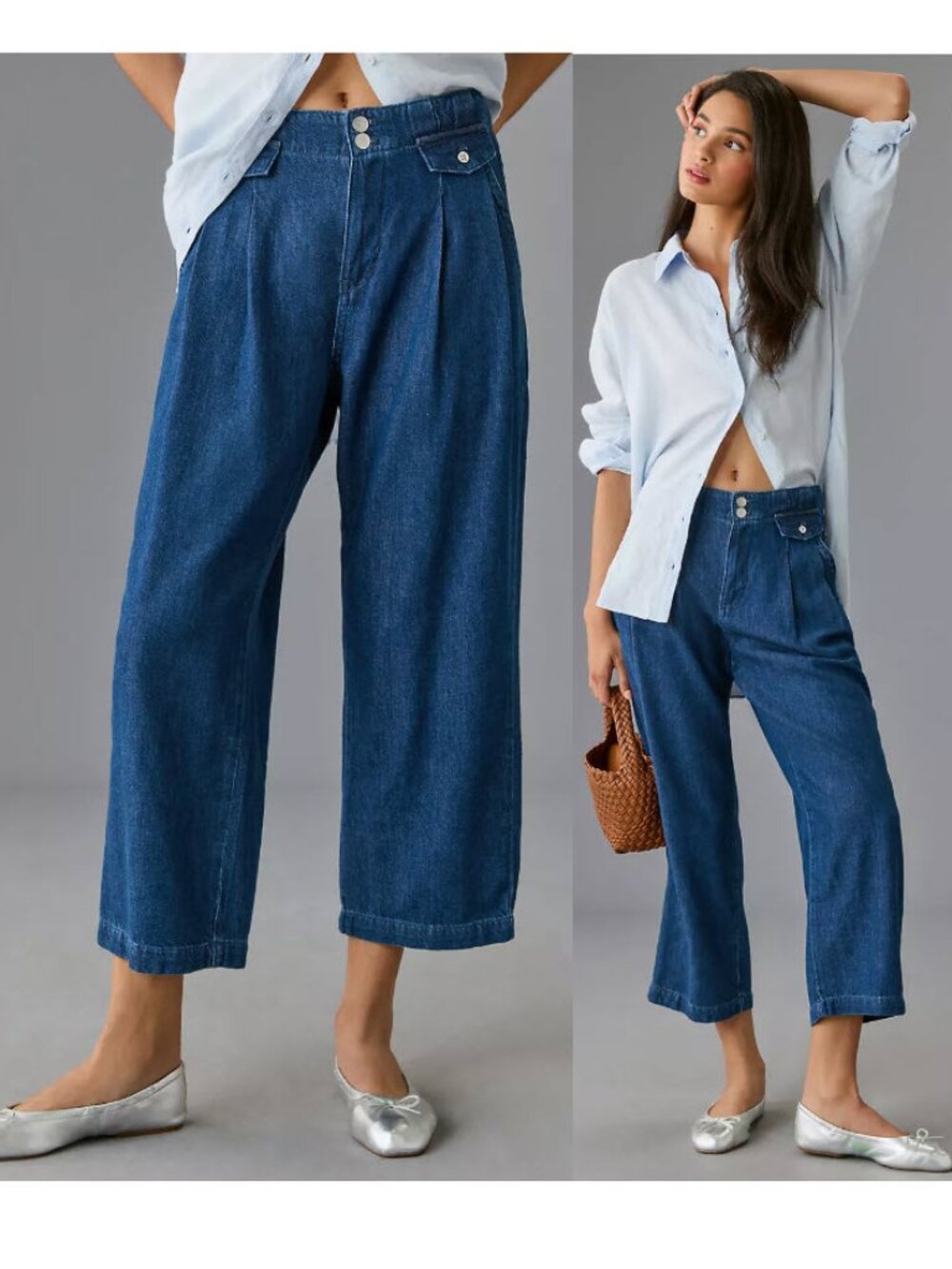 Pilcro High-Rise Pleated Trouser Jeans NWT Wide Leg Indigo Size 30 Anthropologie